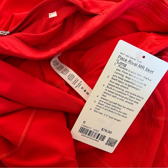*Lululemon Pace Rival MR Skirt *Long Hot Heat - Picture 6 of 7
